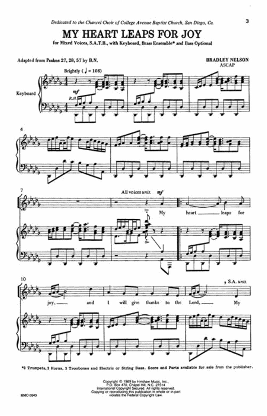 My Heart Leaps for Joy 4-Part scores gallery preview page 2