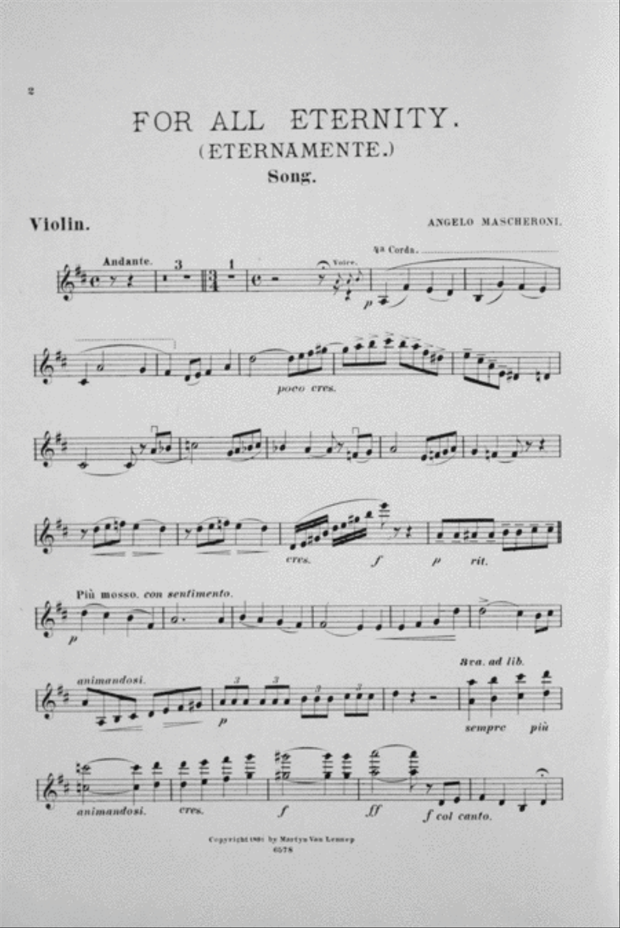 For All Eternity (Eternamente-A Jamais-in Alle Ewigkeit). Song Voice scores gallery preview page 2