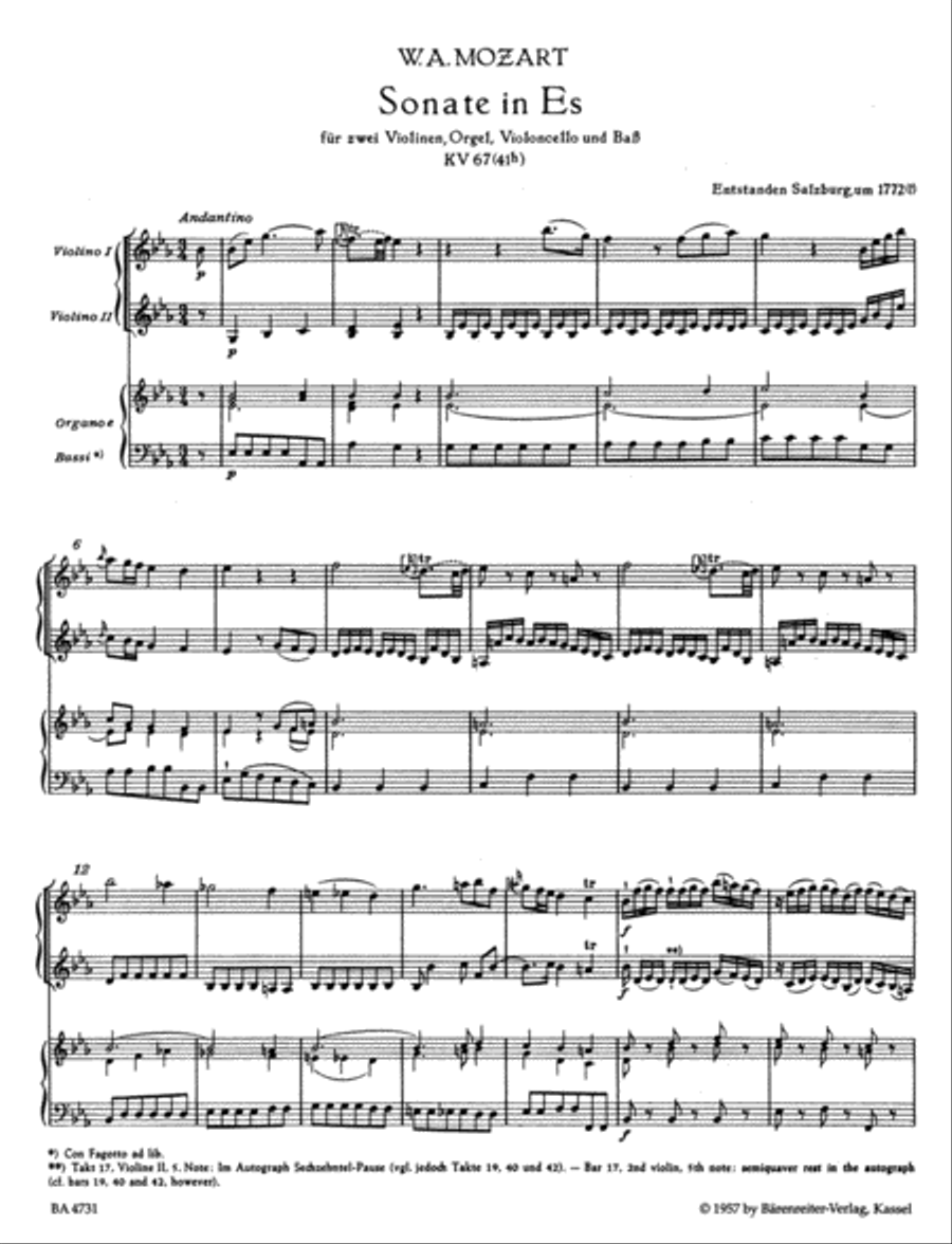 Samtliche Kirchensonaten, Heft 1 Cello scores gallery preview page 2