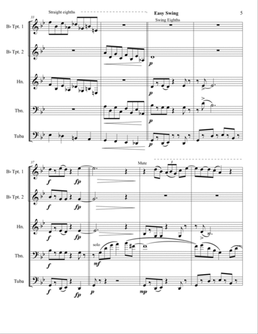 Harlem Nocturne Brass Quintet scores gallery preview page 5