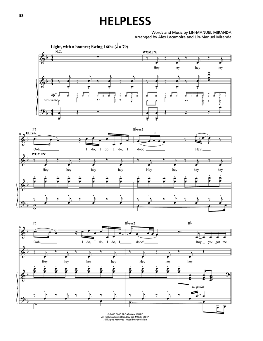 Helpless (from Hamilton) Piano, Vocal scores gallery preview page 1