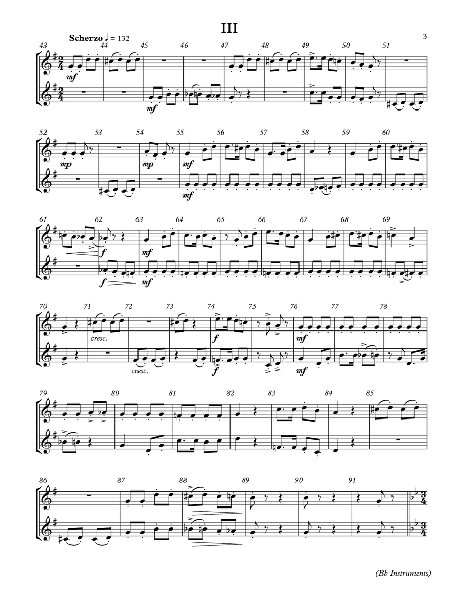 5 Duets For Any Two Band Instruments (Bb Treble Transposition) Small Ensemble scores gallery preview page 3