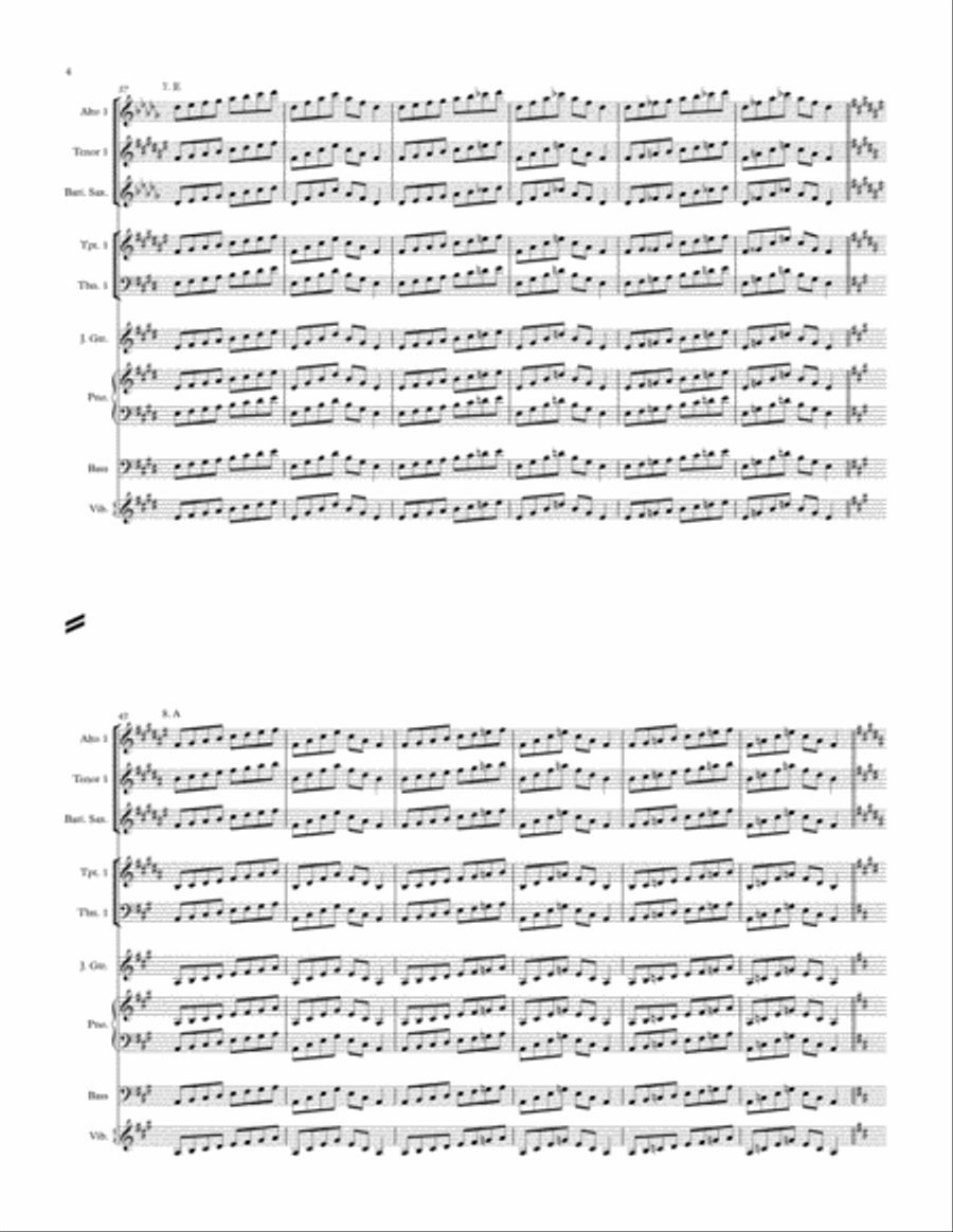 Jazz Band Scales/Arpeggios (Major, Mixolydian, Dorian, Blues) In All Keys Jazz Ensemble scores gallery preview page 4