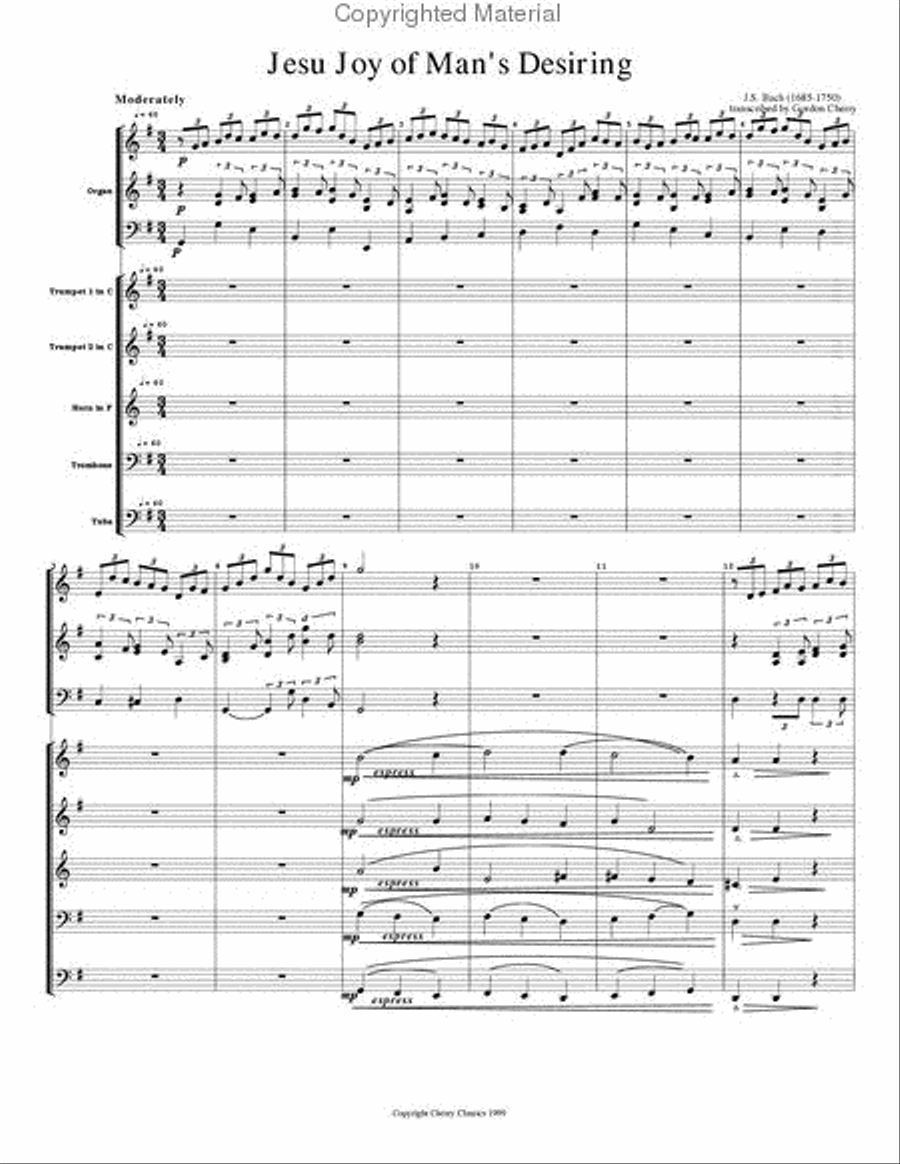 Jesu Joy of Man’s Desiring for Brass Quintet and Organ Organ scores gallery preview page 2