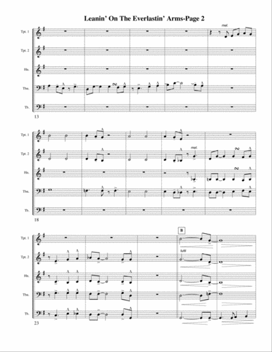 Leaning On the Everlasting Arms for Brass Quintet Brass Quintet scores gallery preview page 2