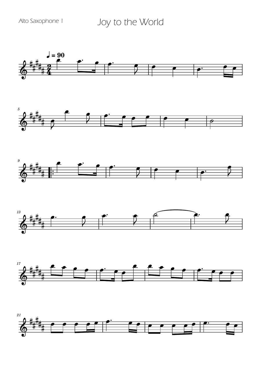 Joy To The World - Sax Quartet AATB Saxophone Quartet scores gallery preview page 4
