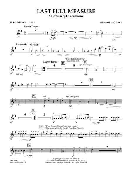 Last Full Measure (A Gettysburg Remembrance) - Bb Tenor Saxophone