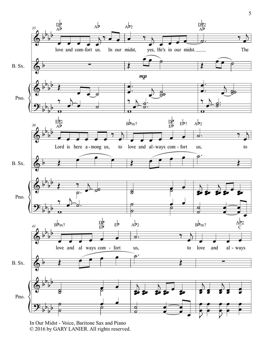 IN OUR MIDST WORSHIP SUITE (For Voice, Baritone Sax and Piano with Parts) Piano, Vocal scores gallery preview page 6