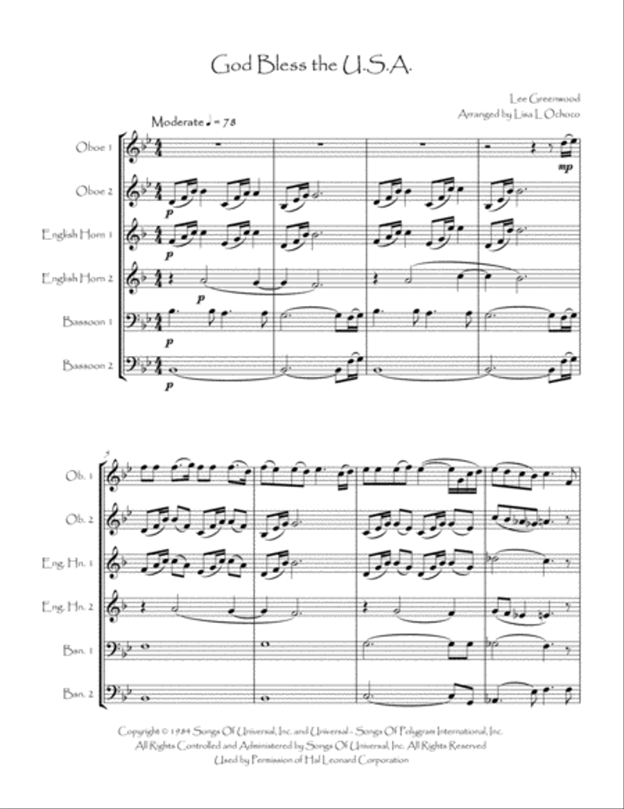God Bless The U.S.A. Woodwind Ensemble scores gallery preview page 4