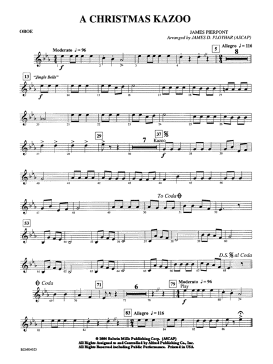 A Christmas Kazoo: Oboe Concert Band scores gallery preview page 1