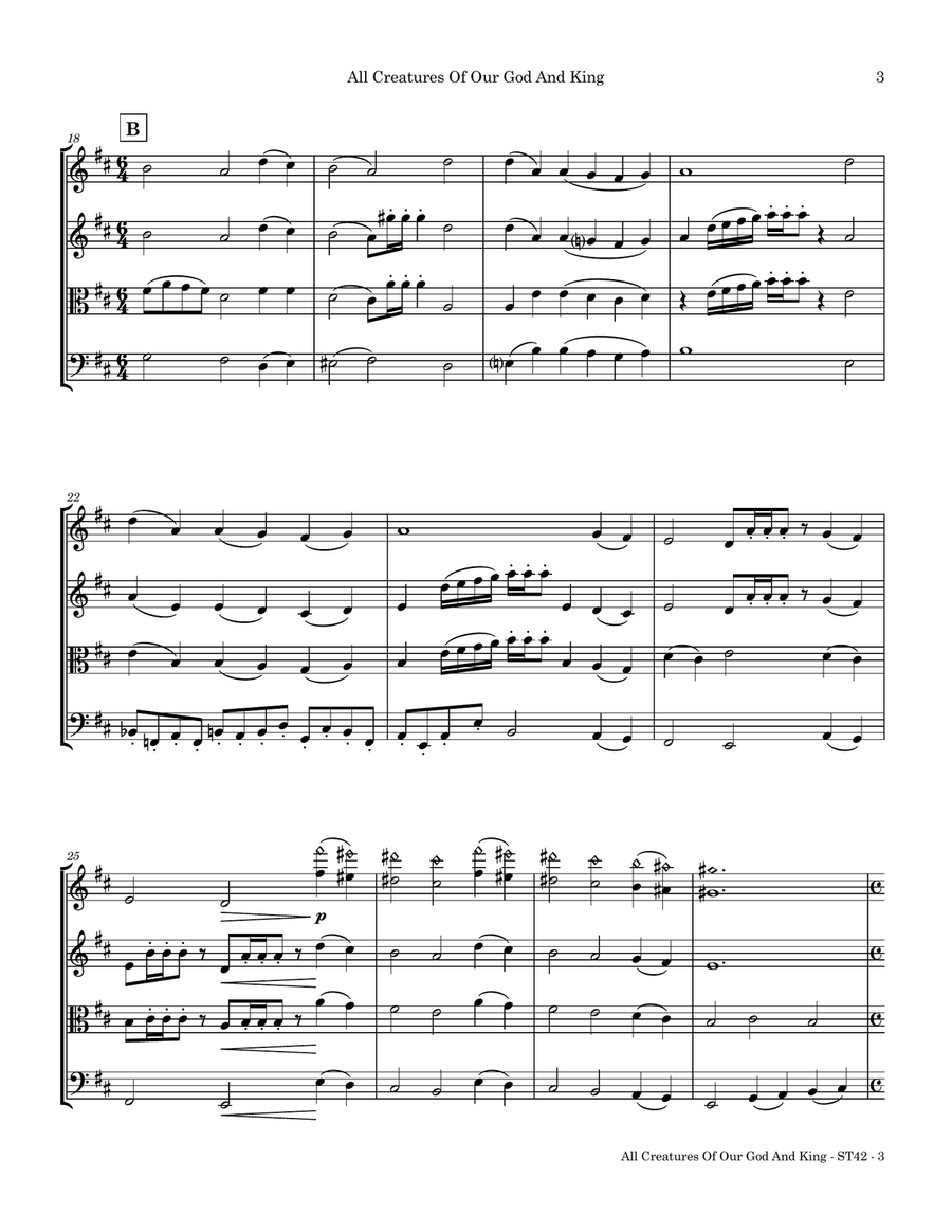 All Creatures Of Our God And King String Quartet scores gallery preview page 6