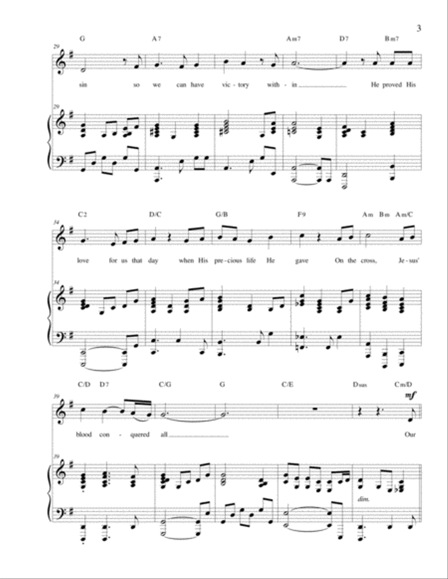 Jesus' Blood Conquered All Piano, Vocal, Guitar scores gallery preview page 3