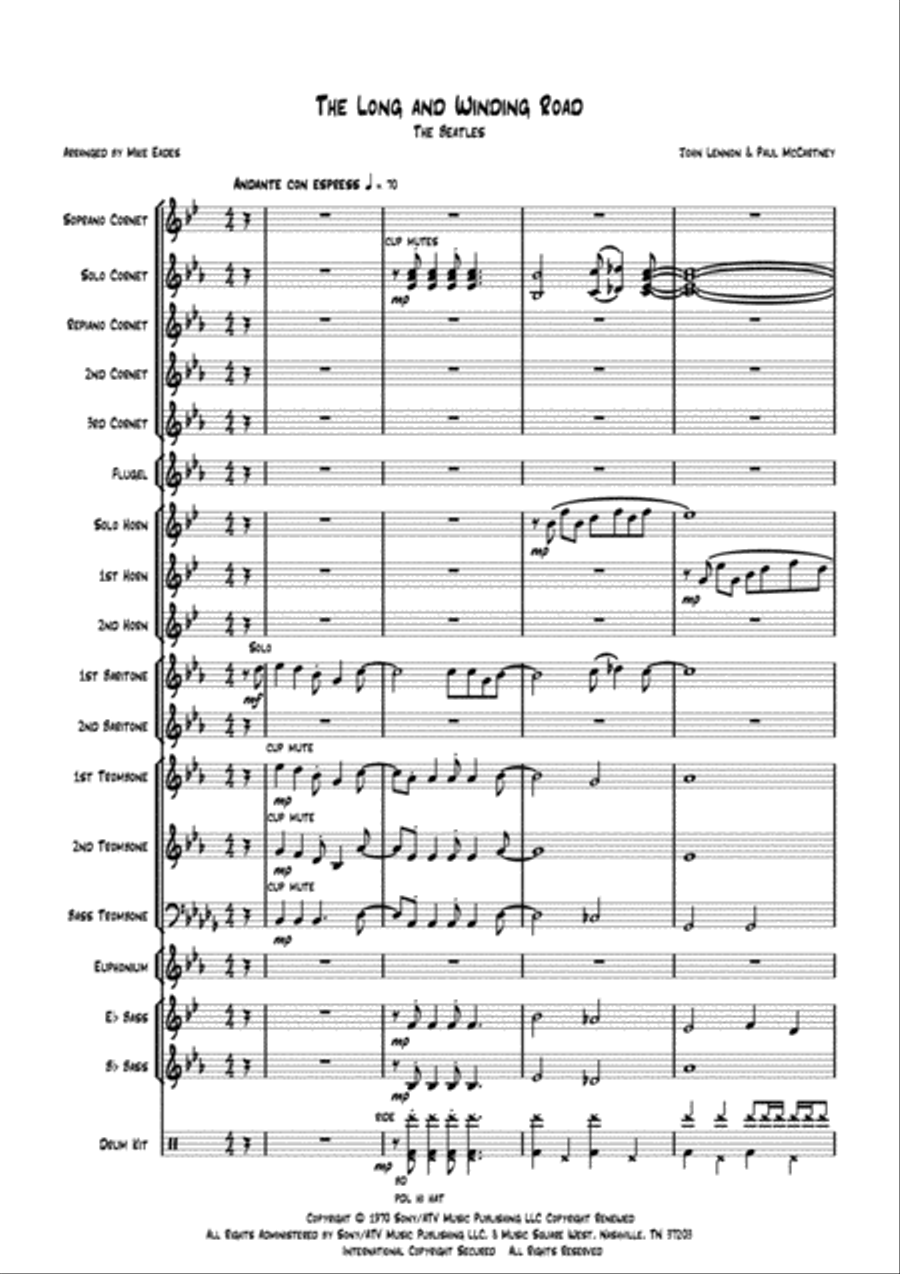 The Long And Winding Road Brass Band scores gallery preview page 1