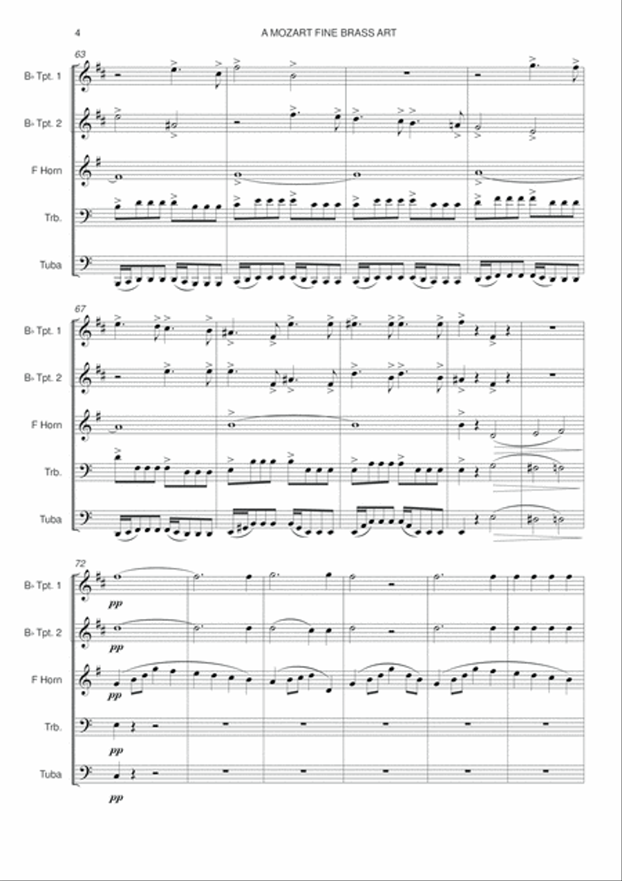 A MOZART FINE BRASS ART A MOZART FINE BRASS ART Brass Ensemble scores gallery preview page 5
