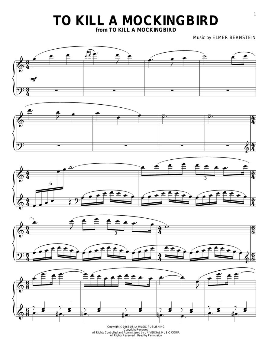 To Kill A Mockingbird Piano Solo scores gallery preview page 1