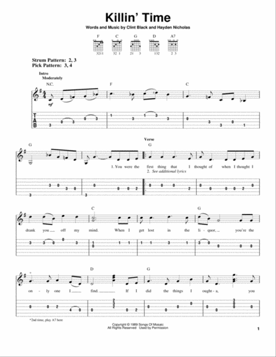Killin' Time Electric Guitar scores gallery preview page 1