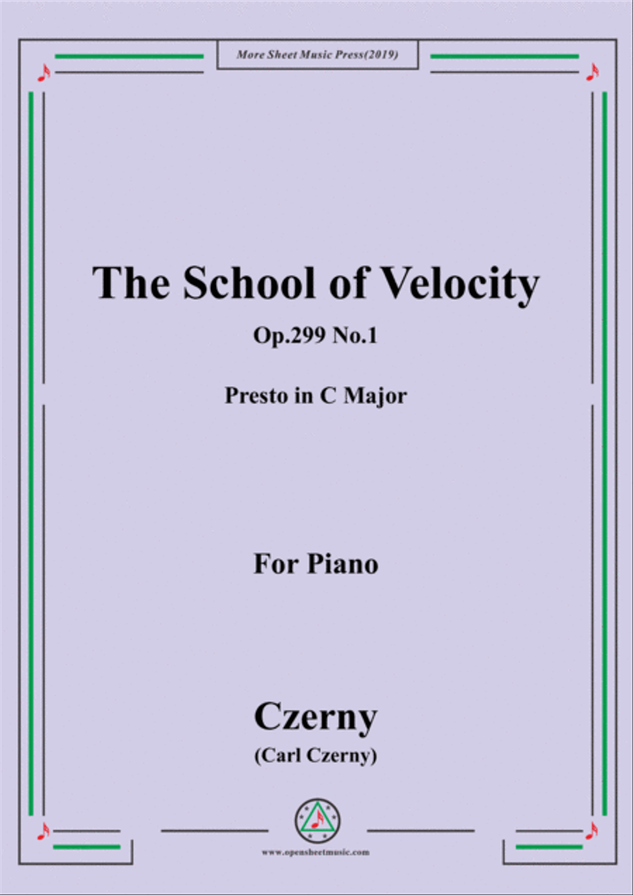 Czerny-The School of Velocity,Op.299 No.1,Presto in C Major,for Piano Piano Solo scores gallery preview page 1