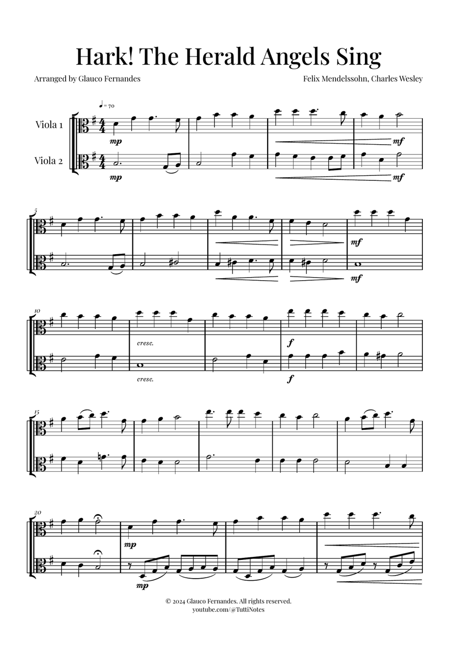 Hark! The Herald Angels Sing - Christmas Carol Duet String Duet scores gallery preview page 1