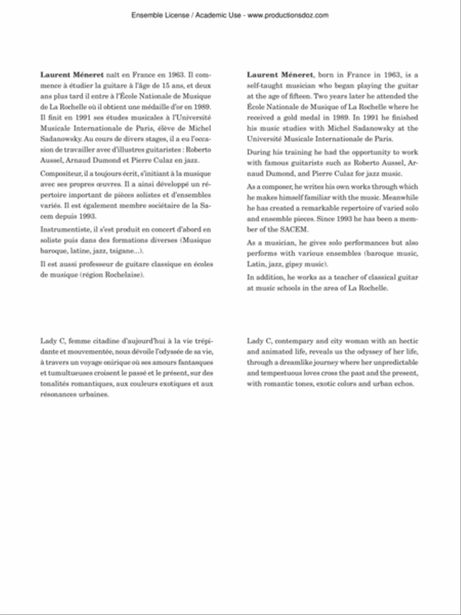 L’Odyssée de Lady C Classical Guitar scores gallery preview page 3