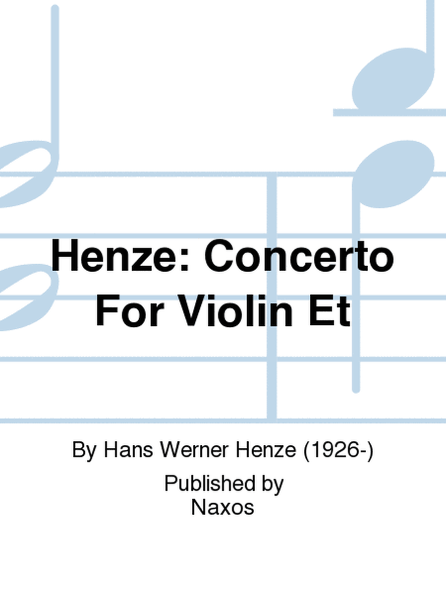 Henze: Concerto For Violin Et