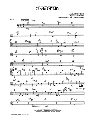 Book cover for Circle Of Life (from The Lion King) (arr. Keith Christopher) - Bass