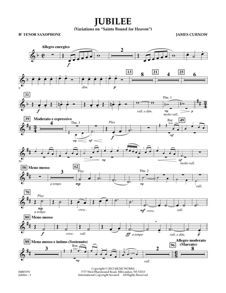 Jubilee (Variations On "Saints Bound for Heaven") - Bb Tenor Saxophone