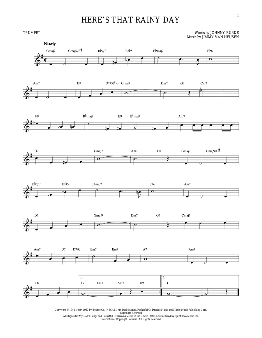 Here's That Rainy Day Here's That Rainy Day Trumpet Solo scores gallery preview page 1
