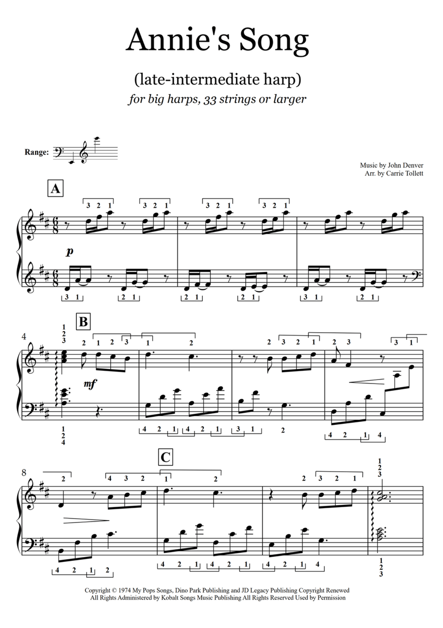 Annie's Song Celtic Harp scores gallery preview page 2