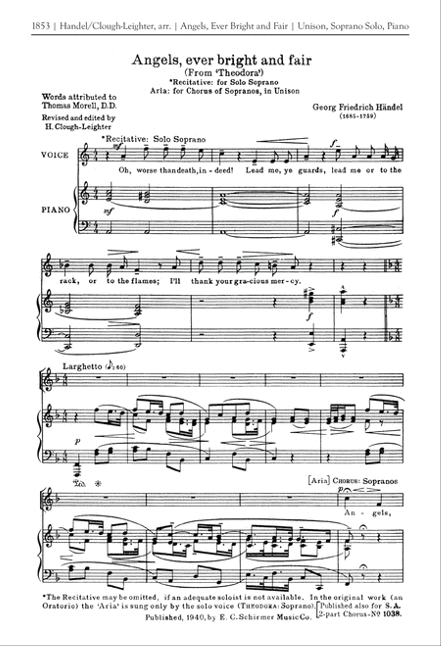 Theodora: Angels, Ever Bright and Fair Unison Choir scores gallery preview page 2