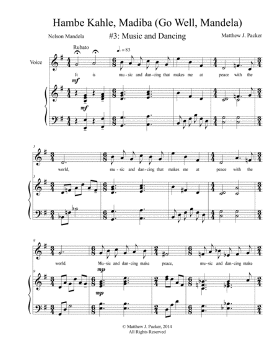 Music and Dancing (#3 from Hambe Kahle, Madiba) Voice Solo scores gallery preview page 1