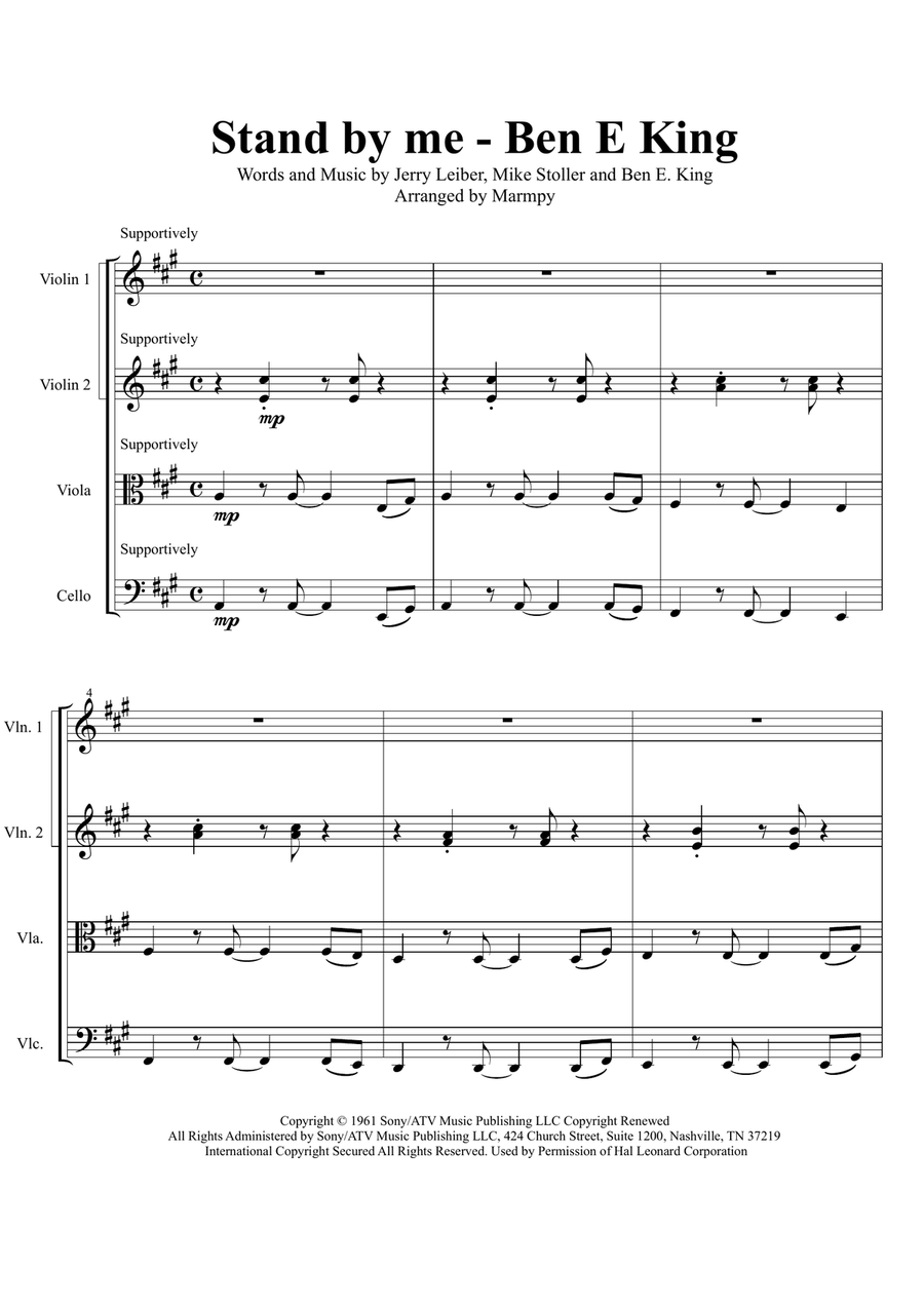 Stand By Me Stand By Me String Quartet scores gallery preview page 1