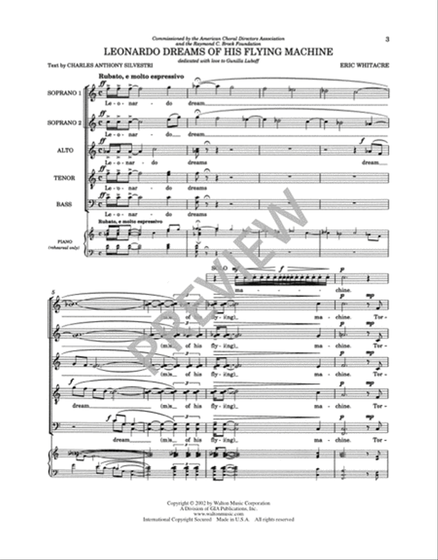 Leonardo Dreams of His Flying Machine Choir scores gallery preview page 2
