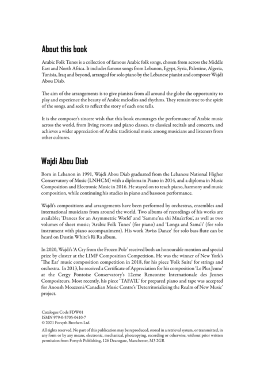 Arabic Folk Tunes Piano Solo scores gallery preview page 4
