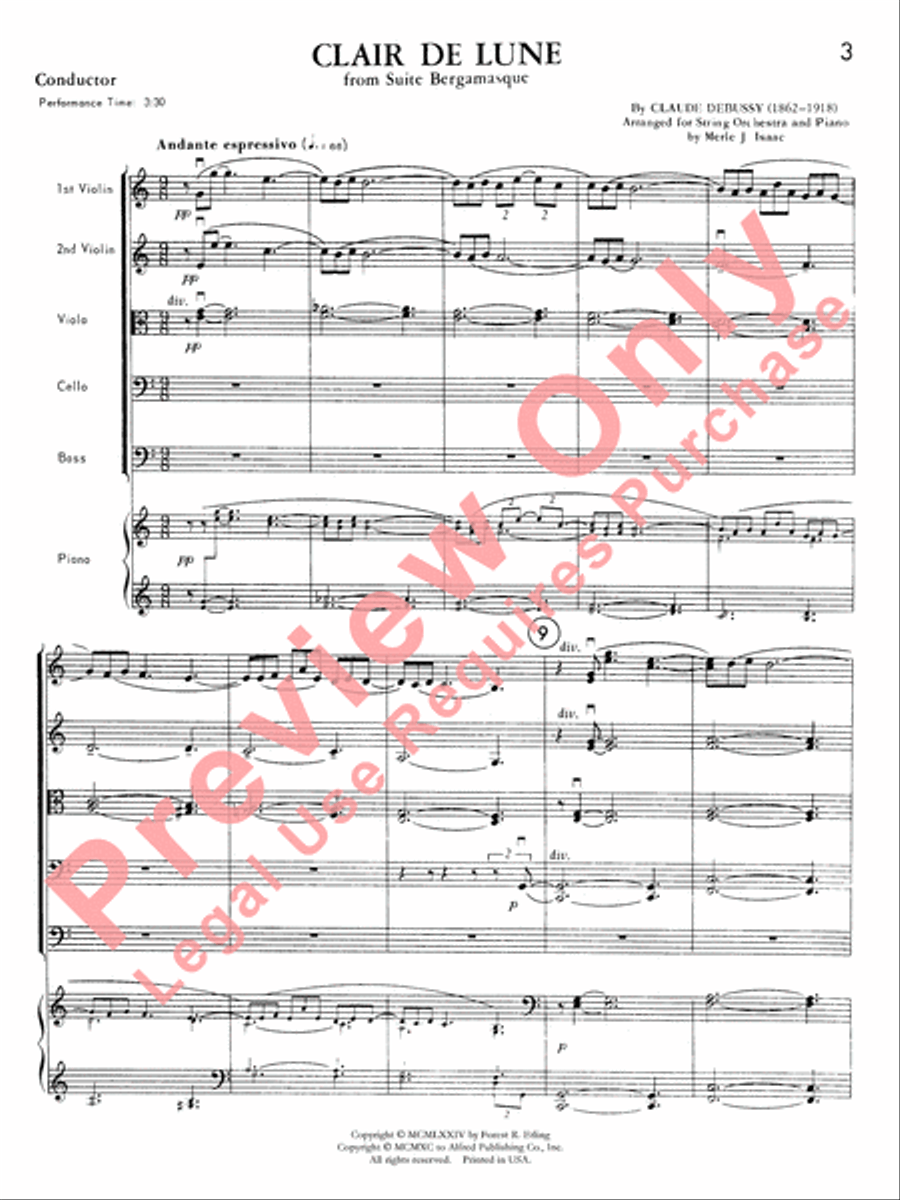 Clair de lune String Orchestra scores gallery preview page 4