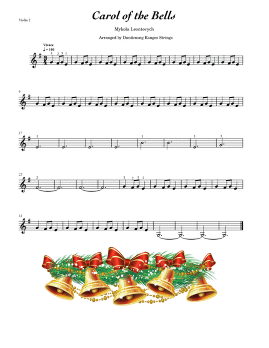 Carol of the Bells for Beginner String Ensemble & Piano image number null