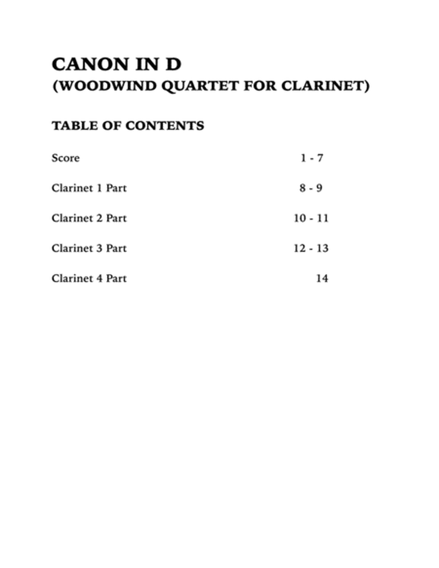 Canon in D (in Bb major): Clarinet Quartet image number null
