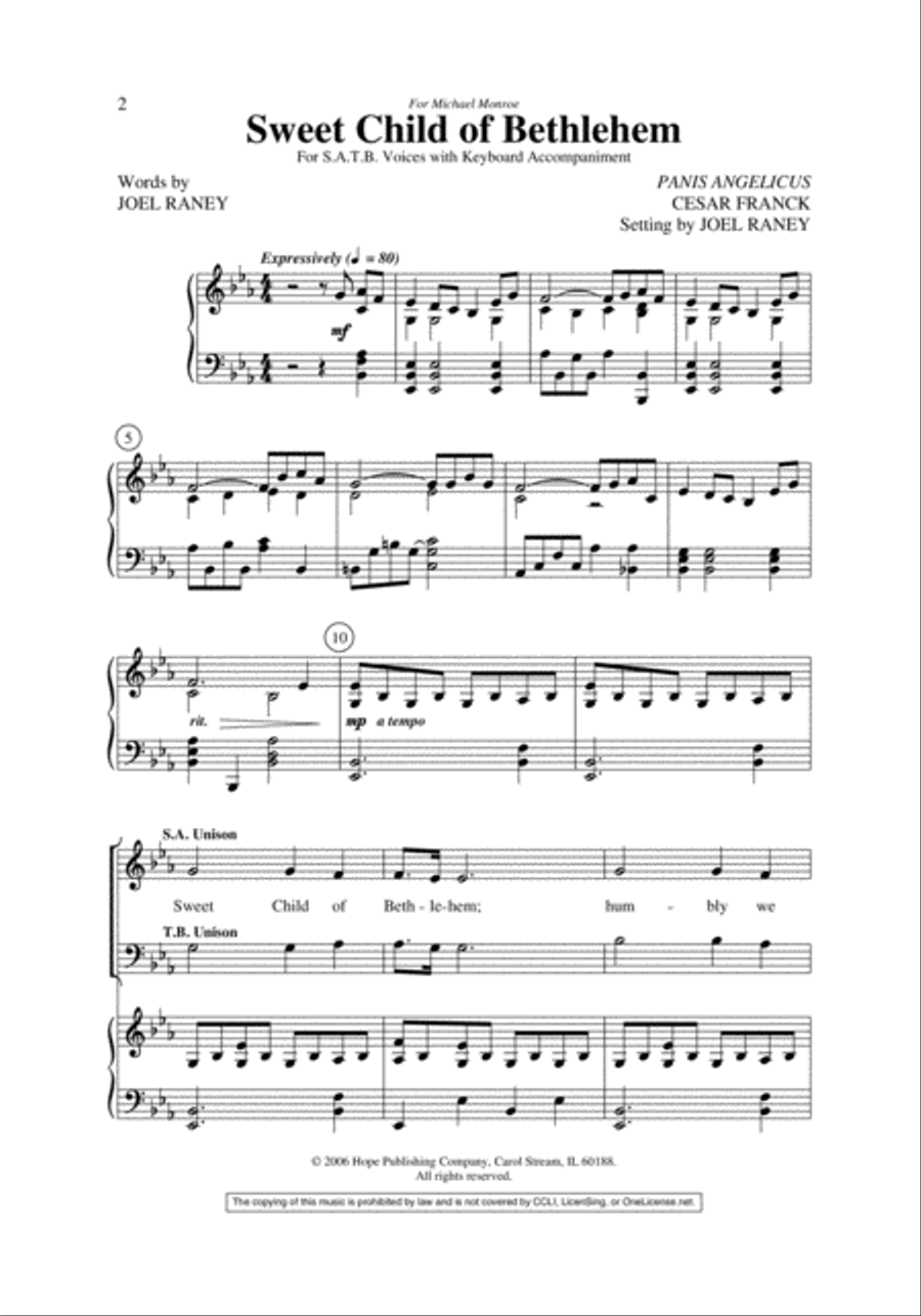 Sweet Child of Bethlehem 4-Part scores gallery preview page 2