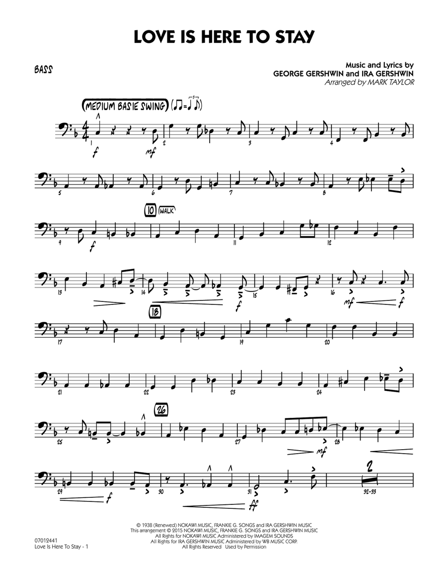 Love Is Here to Stay - Bass Jazz Ensemble scores gallery preview page 1