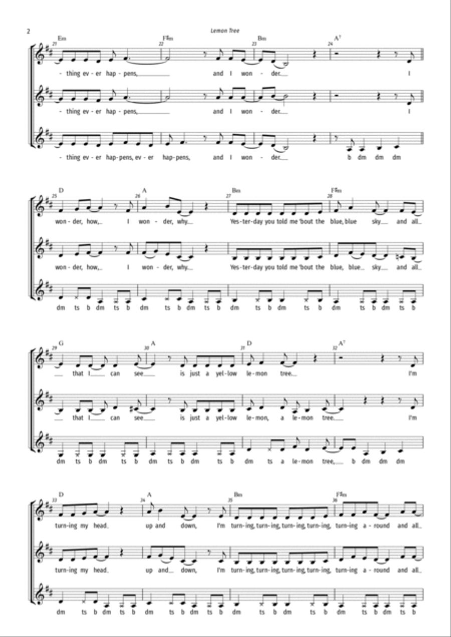 Lemon Tree Lemon Tree Women's Choir scores gallery preview page 2