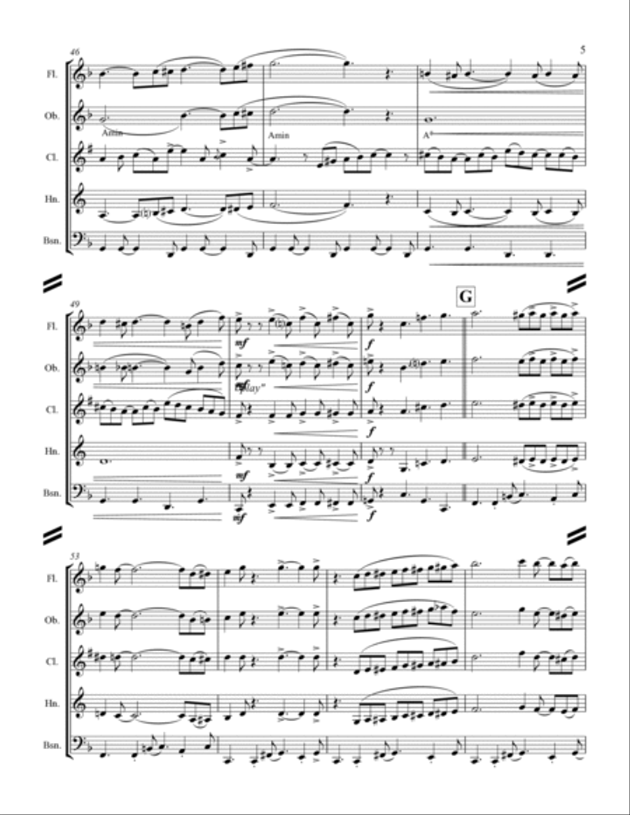 Blue Christmas Woodwind Quintet scores gallery preview page 6
