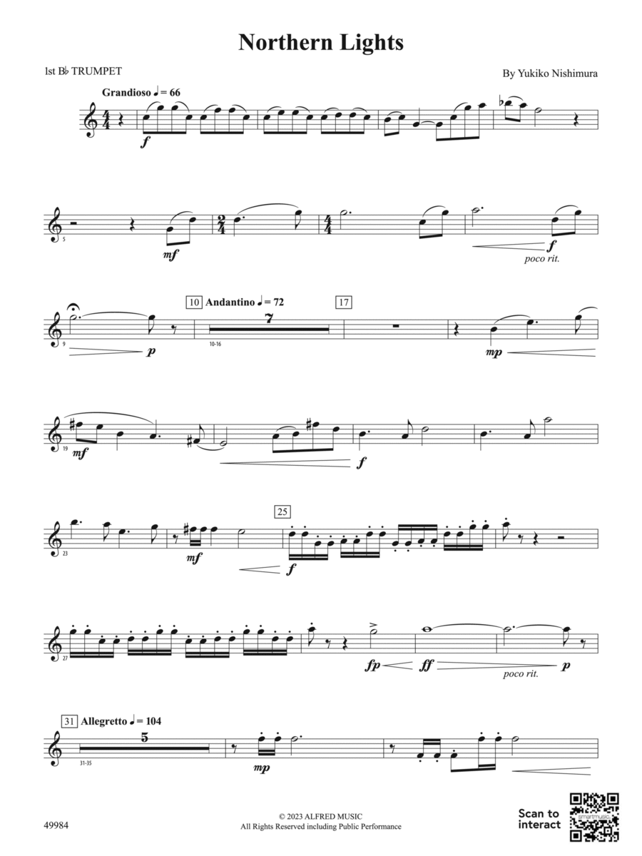 Northern Lights: 1st B-flat Trumpet Concert Band scores gallery preview page 1