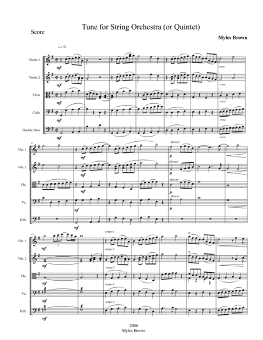 Song for Strings String Orchestra scores gallery preview page 1