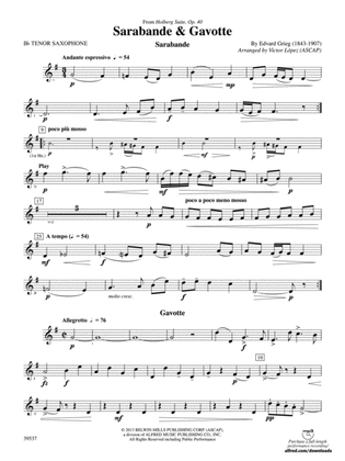 Sarabande & Gavotte (from the Holberg Suite, Op. 40): B-flat Tenor Saxophone