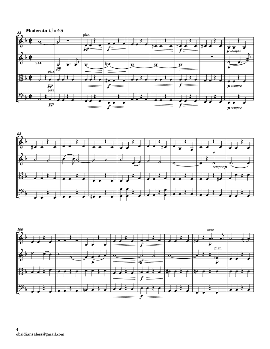 G. Fauré: Libera Me (Requiem, Op. 48) for String Quartet String Quartet scores gallery preview page 5
