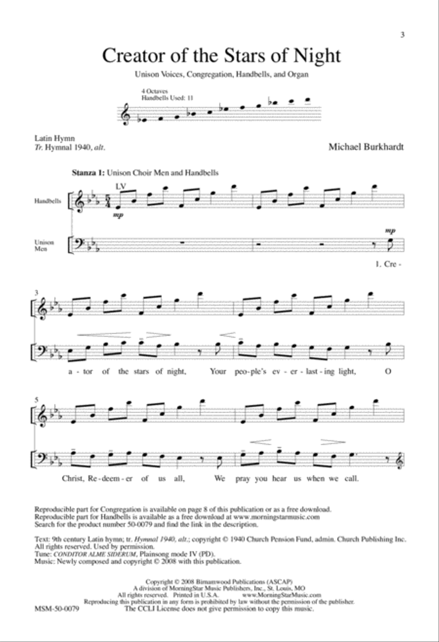 Creator of the Stars of Night Unison Choir scores gallery preview page 1