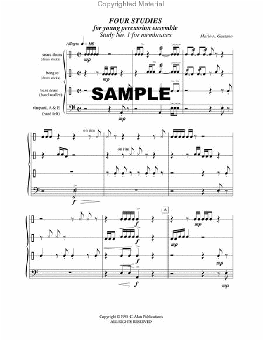 Four Studies for Young Percussion Ensemble Percussion Ensemble scores gallery preview page 2