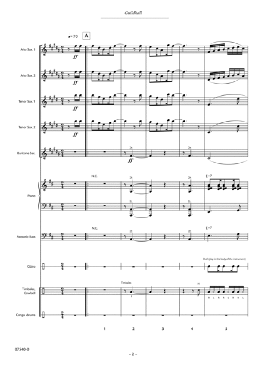 Guildhall (Danzón) Guildhall (Danzón) Saxophone Quintet scores gallery preview page 2