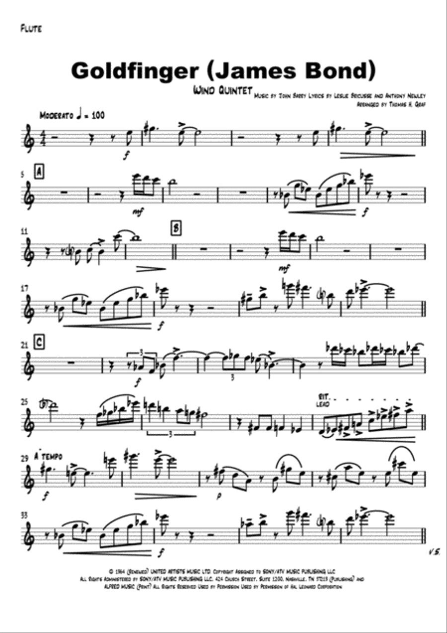 Goldfinger Woodwind Quintet scores gallery preview page 5
