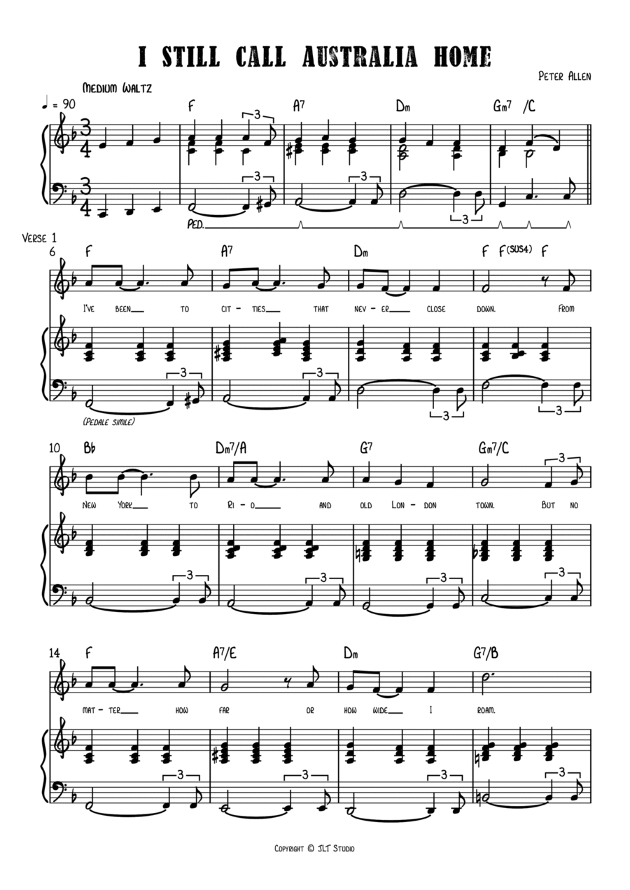 I Still Call Australia Home Piano, Vocal, Guitar scores gallery preview page 1