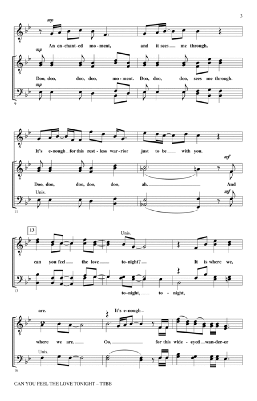 Can You Feel the Love Tonight (from The Lion King) (arr. Mac Huff) TTBB scores gallery preview page 2